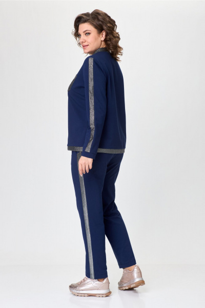 Костюм спортивный с зауженными брюками и укороченным жакетом Bonna Image 845 синий - фото 8