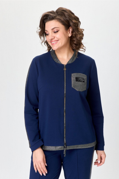 Костюм спортивный с зауженными брюками и укороченным жакетом Bonna Image 845 синий - фото 3