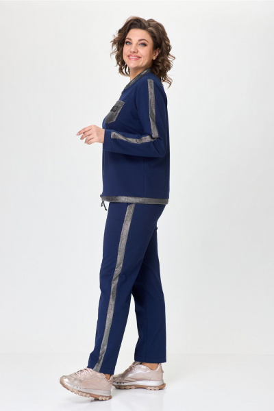 Костюм спортивный с зауженными брюками и укороченным жакетом Bonna Image 845 синий - фото 2