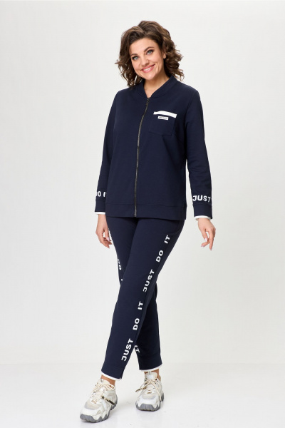 Костюм из трикотажа: бомбер и зауженные брюки спорт-шик Bonna Image 889 синий - фото 21