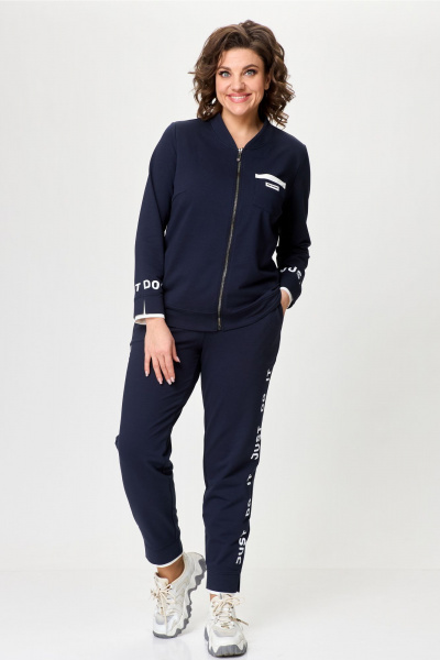 Костюм из трикотажа: бомбер и зауженные брюки спорт-шик Bonna Image 889 синий - фото 20