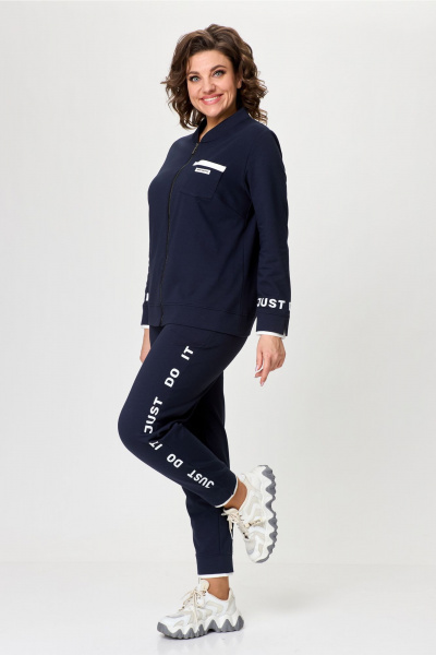 Костюм из трикотажа: бомбер и зауженные брюки спорт-шик Bonna Image 889 синий - фото 19