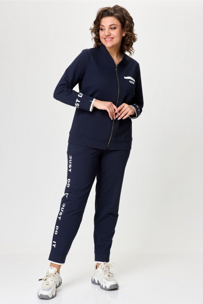 Костюм из трикотажа: бомбер и зауженные брюки спорт-шик Bonna Image 889 синий - фото 12