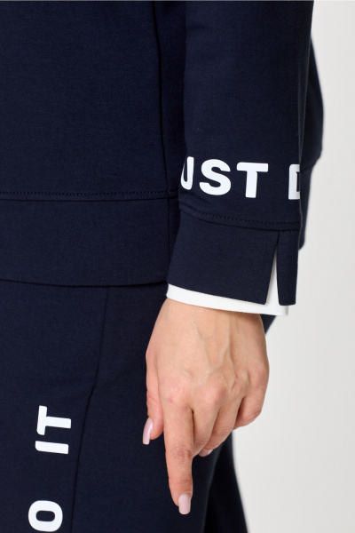 Костюм из трикотажа: бомбер и зауженные брюки спорт-шик Bonna Image 889 синий - фото 8