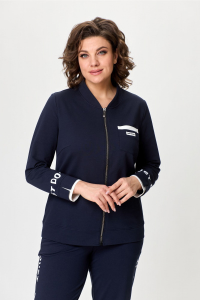 Костюм из трикотажа: бомбер и зауженные брюки спорт-шик Bonna Image 889 синий - фото 7