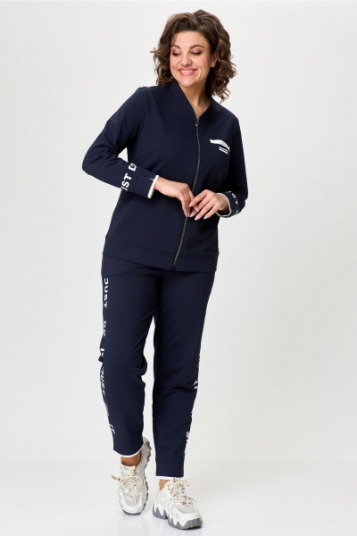 Костюм из трикотажа: бомбер и зауженные брюки спорт-шик Bonna Image 889 синий - фото 5