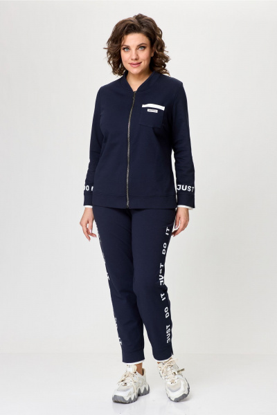 Костюм из трикотажа: бомбер и зауженные брюки спорт-шик Bonna Image 889 синий - фото 1