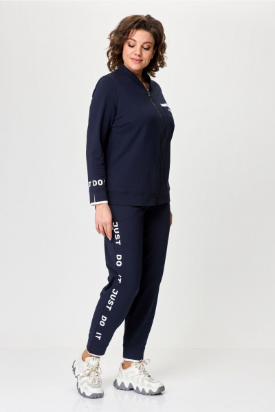 Костюм из трикотажа: бомбер и зауженные брюки спорт-шик Bonna Image 889 синий - фото 2