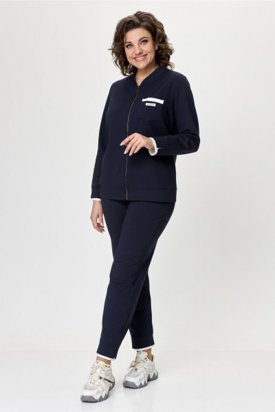 Костюм из трикотажа: бомбер и брюки зауженные с карманами Bonna Image 889-1/1 синий - фото 1