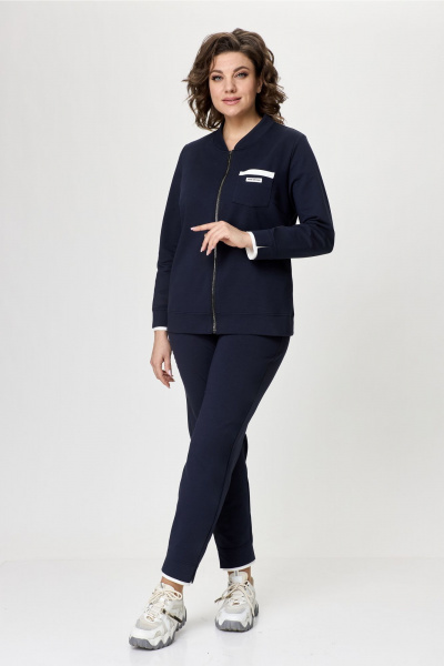 Костюм из трикотажа: бомбер и брюки зауженные с карманами Bonna Image 889-1/1 синий - фото 3