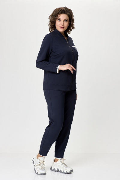 Костюм из трикотажа: бомбер и брюки зауженные с карманами Bonna Image 889-1/1 синий - фото 2