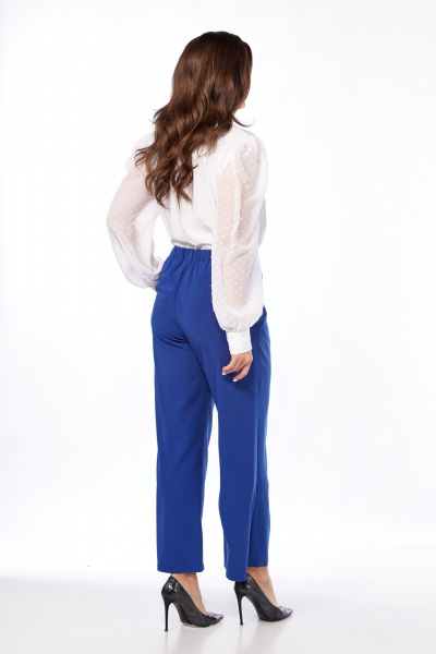 Классические брюки с костюмной тканью и притачным поясом Abbi 2027 синий - фото 14