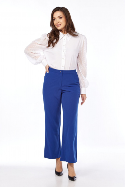 Классические брюки с костюмной тканью и притачным поясом Abbi 2027 синий - фото 13