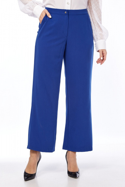 Классические брюки с костюмной тканью и притачным поясом Abbi 2027 синий - фото 11