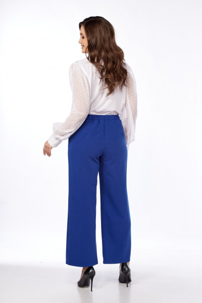 Классические брюки с костюмной тканью и притачным поясом Abbi 2027 синий - фото 10