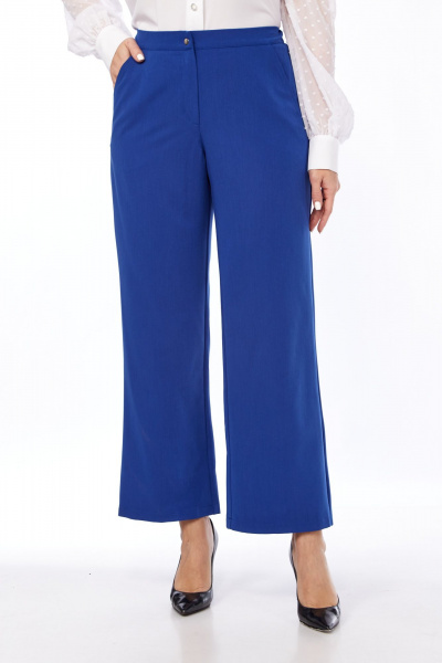 Классические брюки с костюмной тканью и притачным поясом Abbi 2027 синий - фото 6