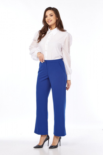 Классические брюки с костюмной тканью и притачным поясом Abbi 2027 синий - фото 4