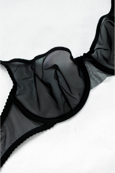 Бюстгальтер сетчатый с поддержкой и кружевными вставками Frank&Co 11207 черный - фото 7