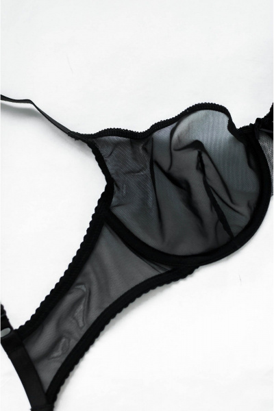 Бюстгальтер сетчатый с поддержкой и кружевными вставками Frank&Co 11207 черный - фото 6