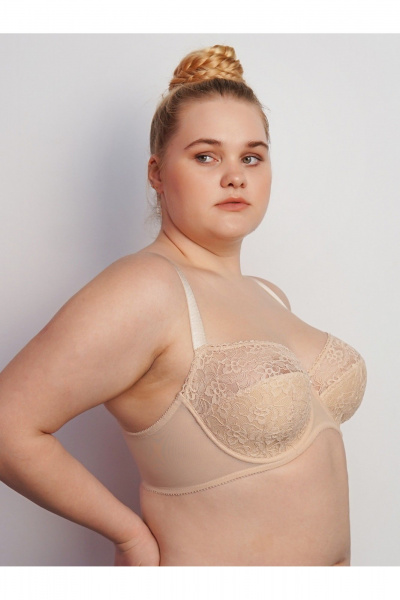 Бюстгальтер балконет из кружева для больших размеров с поддержкой Frank&Co 11314 бежевый - фото 2