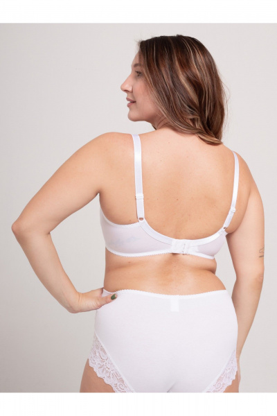 Мягкий бюстгальтер с кружевом из трикотажа для больших размеров Frank&Co 11128 белый - фото 3