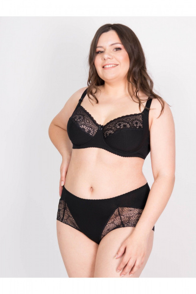 Черный кружевной хлопковый бюстгальтер-велосипед для больших размеров Frank&Co 10230 черный - фото 5
