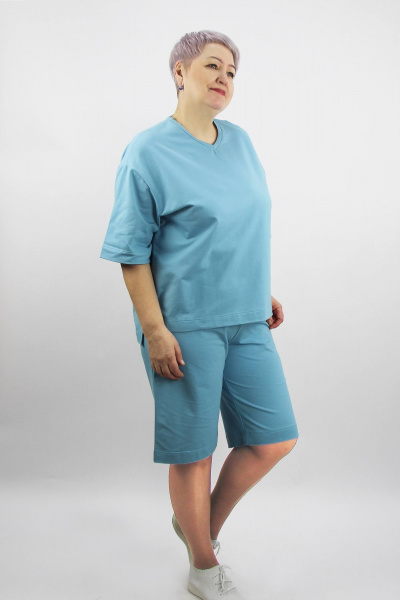 Демисезонный комплект: майка и шорты из трикотажа для повседневной носки Полесье С0226-24 4С0863-Д43 158,164 голубой - фото 1
