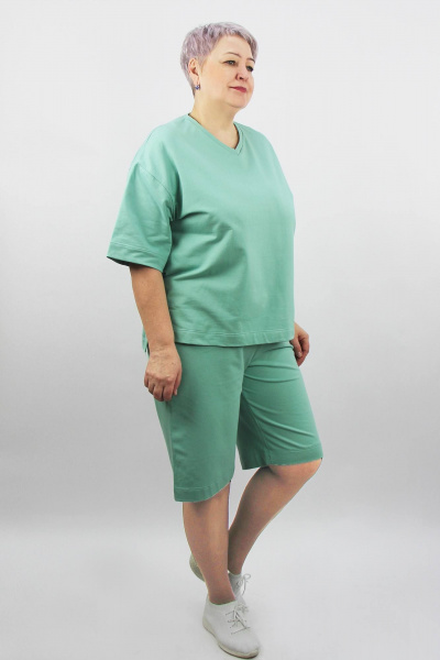 Зеленый комплект майка и шорты из трикотажа на каждый день Полесье С0226-24 4С0863-Д43 158,164 зимняя_зелень - фото 1