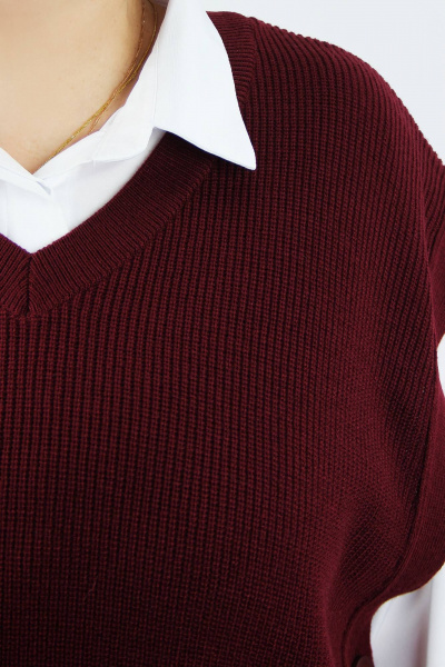 Красный вязаный жилет без боковых швов для ежедневного использования Полесье С1056-24 4С0855-Д43 158,164 св.бордовый - фото 3