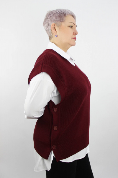 Красный вязаный жилет без боковых швов для ежедневного использования Полесье С1056-24 4С0855-Д43 158,164 св.бордовый - фото 2