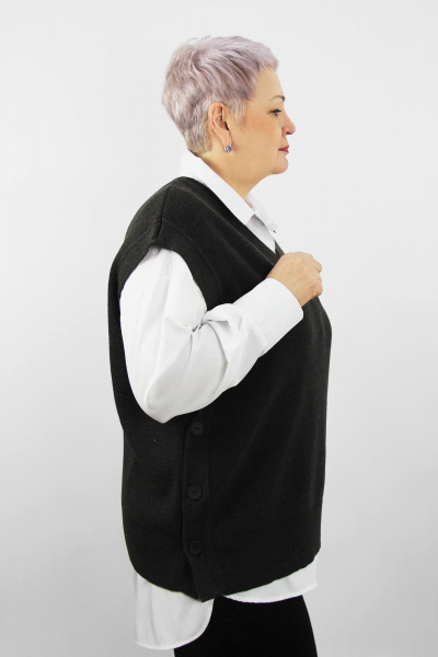 Черный жилет из трикотажа без боковых швов на каждый день Полесье С1056-24 4С0855-Д43 158,164 турецкий_кофе - фото 2