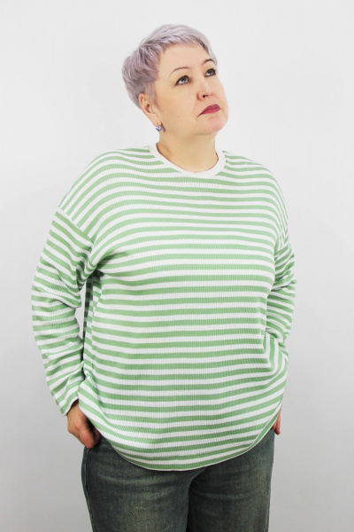 Зеленый трикотажный джемпер с длинным рукавом для повседневной носки Полесье С1094-24 4С0839-Д43 170,176 зеленый_агат - фото 1