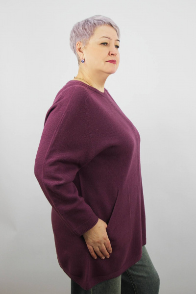 Длинный джемпер реглан с карманами из трикотажа для демисезона Полесье С1829-24 4С0817-Д43 158,164 садовая_сирень - фото 2