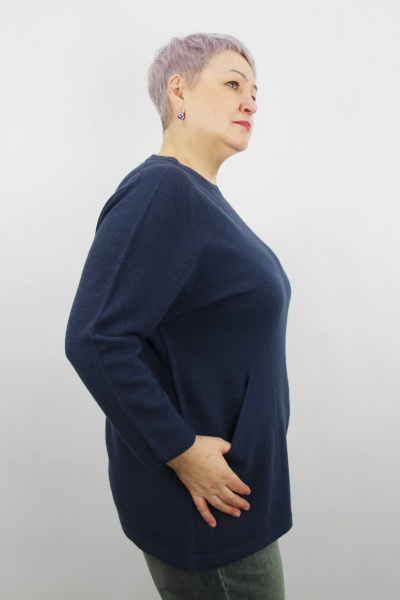 Длинный джемпер реглан с карманами из трикотажа для демисезона Полесье С1829-24 4С0817-Д43 158,164 синяя_туча - фото 2