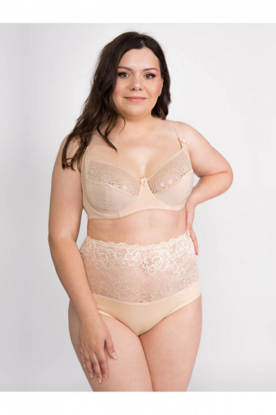 Бежевый хлопковый бюстгальтер на мягкой чашке большой размер Frank&Co 10330 бежевый - фото 7