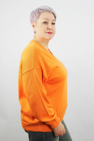 Блузочный джемпер прямой силуэт из трикотажа с V-образной горловиной Полесье С1994-24 4С0840-Д43 158,164 нектарин - фото 2
