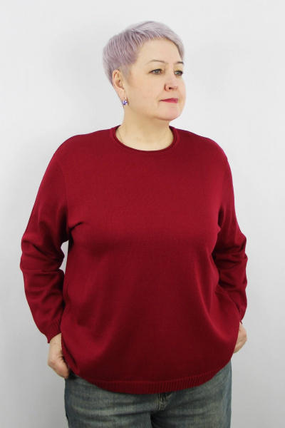 Прямой джемпер с длинным рукавом, обработка бейкой, для демисезона Полесье С1996-24 4С0831-Д43 170,176 бордовая_роза - фото 1