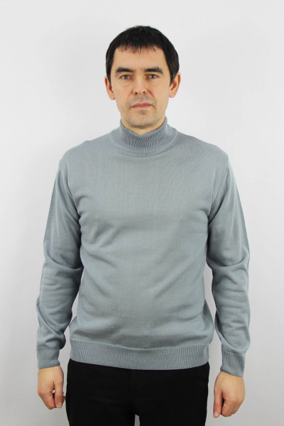 Демисезонный вязаный свитер с двойным воротником стойкой Полесье С3012-15 5С1749-Д43 182,188 серый - фото 1