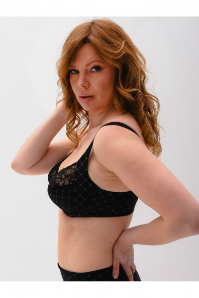 Кружевной бюстгальтер в большом размере с дублировкой Frank&Co 13230 черный - фото 3