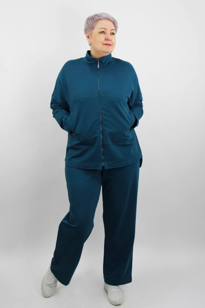 Демисезонный вязаный комплект: жакет и брюки с эластичным поясом Полесье С6438-23 4С0785-Д43 164 морская_волна - фото 1