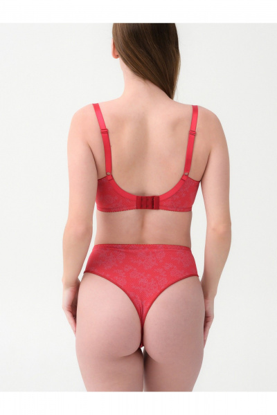 Бюстгальтер из микрофибры и кружев с декоративным бантом Frank&Co 13430 красный - фото 6