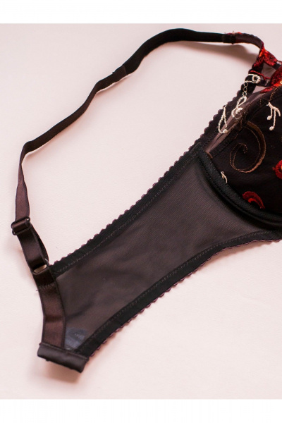 Бюстгальтер на каркасах из кружево и сетки с вышивкой Frank&Co 13936 коричневый - фото 11