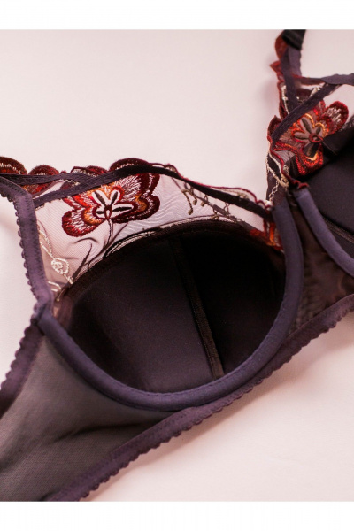 Бюстгальтер на каркасах из кружево и сетки с вышивкой Frank&Co 13936 коричневый - фото 10