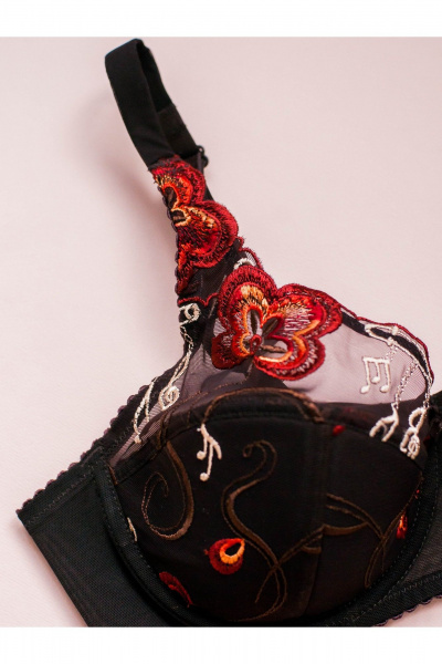 Бюстгальтер на каркасах из кружево и сетки с вышивкой Frank&Co 13936 коричневый - фото 9