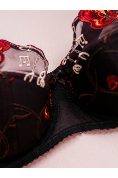 Бюстгальтер на каркасах из кружево и сетки с вышивкой Frank&Co 13936 коричневый - фото 8