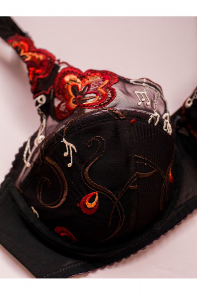 Бюстгальтер на каркасах из кружево и сетки с вышивкой Frank&Co 13936 коричневый - фото 7