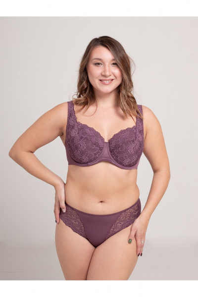 Кружевной бюстгальтер балконет большого размера Frank&Co 13538 крокус - фото 6