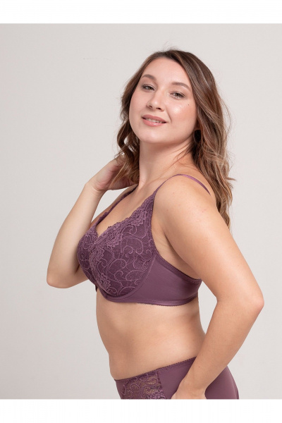 Кружевной бюстгальтер балконет большого размера Frank&Co 13538 крокус - фото 4