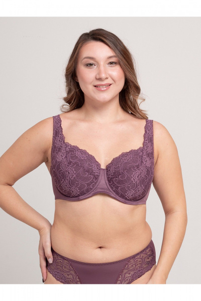 Кружевной бюстгальтер балконет большого размера Frank&Co 13538 крокус - фото 1