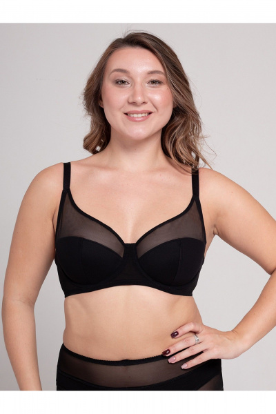 Черный сетчатый бюстгальтер с поддержкой больших размеров Frank&Co 11240 черный - фото 1